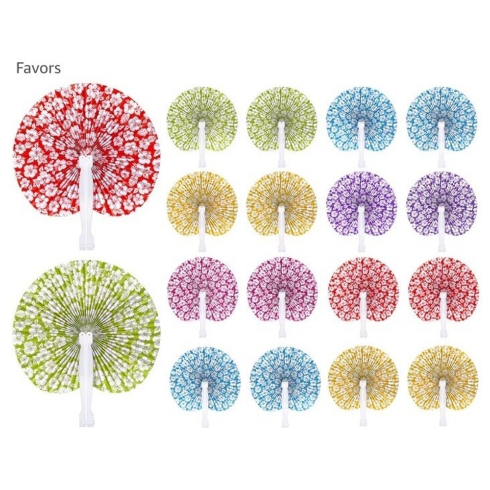 23 Pieces Hibiscus Print Folding Fans Hawaiian Luau Paper Hand Fans Summer